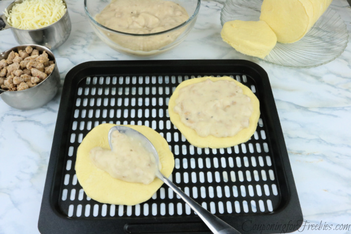 Add gravy to flattened dough