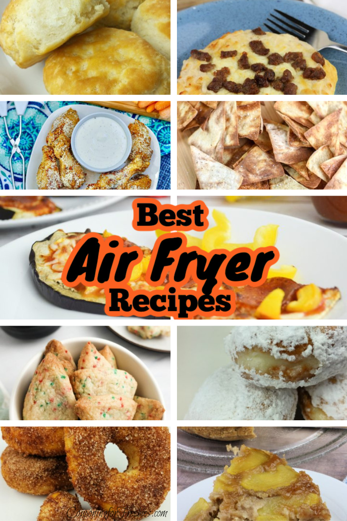 A collage picture of food with a text overlay in middle that says Best Air Fryer Recipes