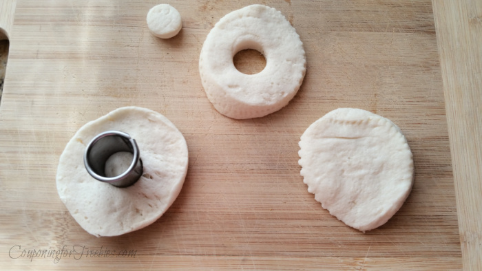 Cut holes in biscuit dough
