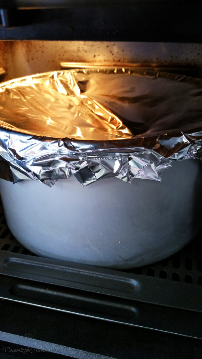 Pan covered in foil in fryer
