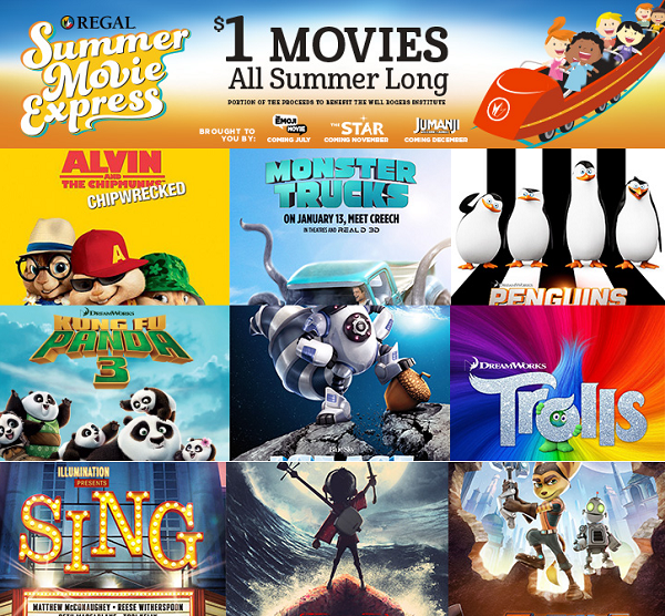 Regal Summer Movie Express – $1 Movies All Summer Long!!