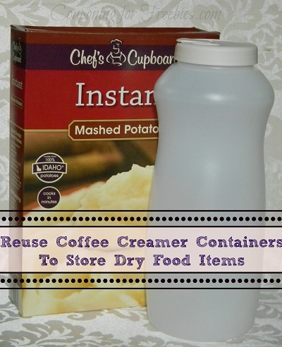 Reuse Coffee Creamer Containers To Store Dry Food Items In Your Pantry